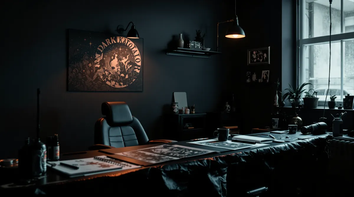 Estudio oscuro de tatuaje